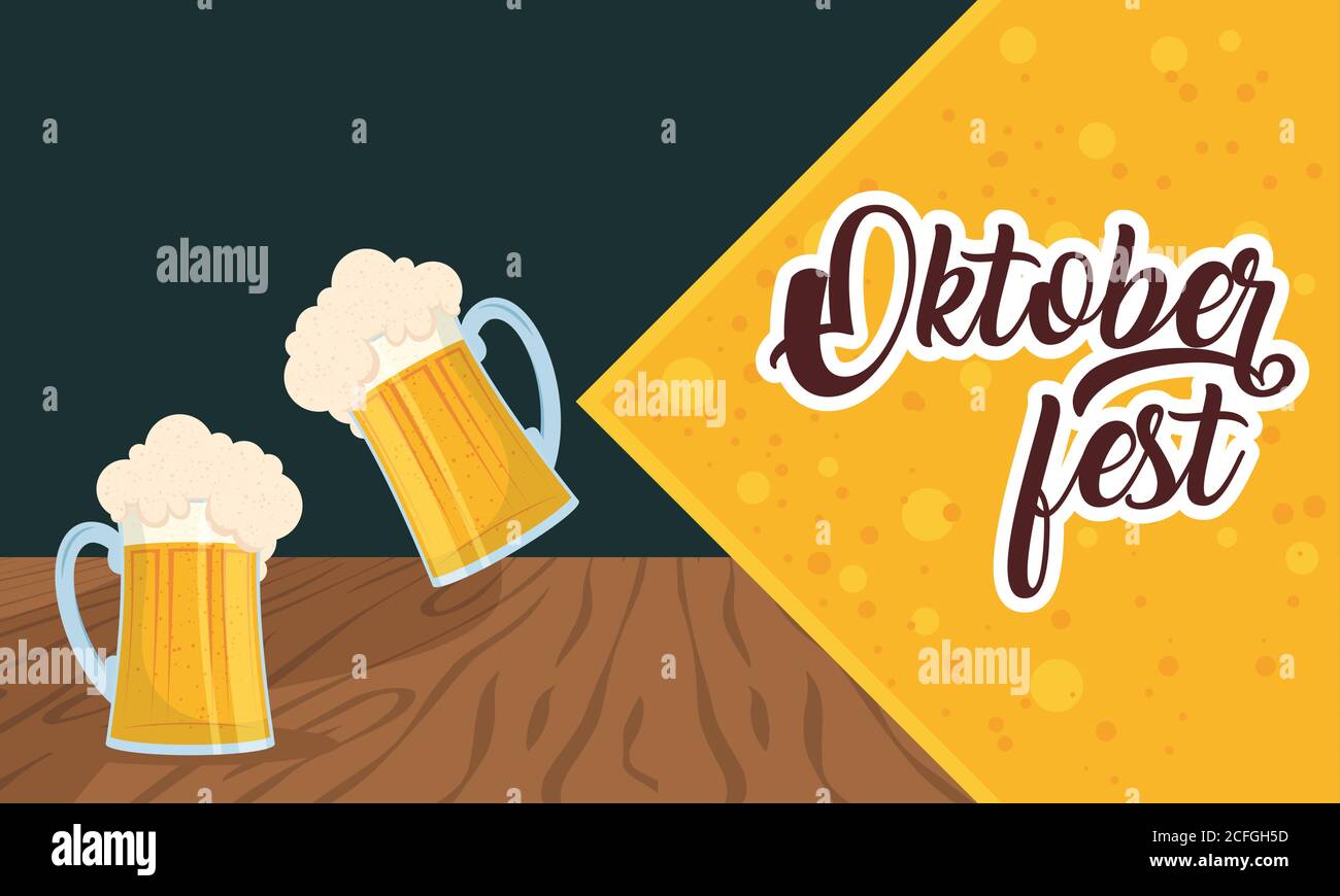 oktoberfest party lettering in poster with vector illustration design ...