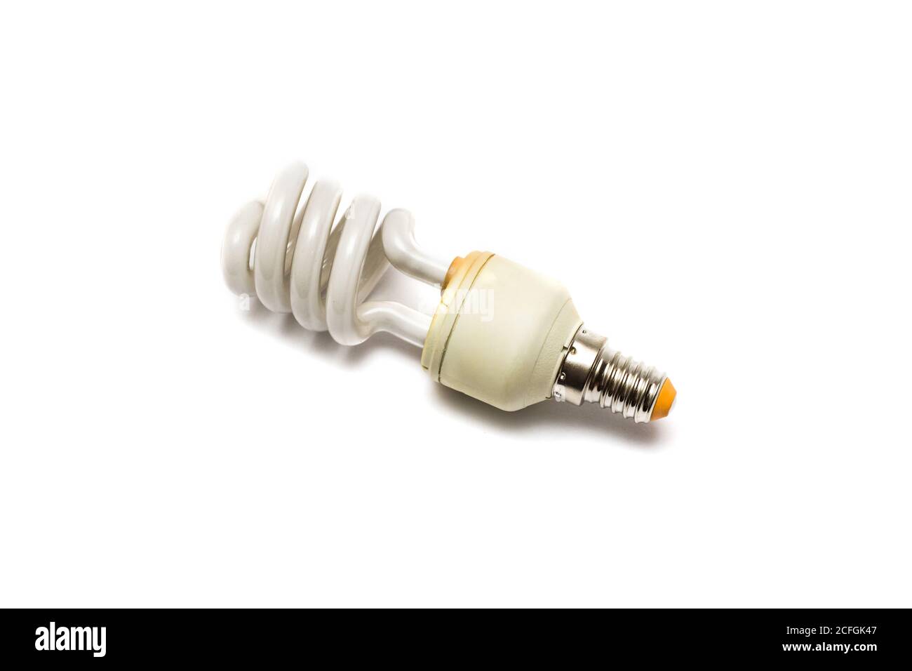 White fluorescent light bulb spirally twisted Stock Photo Alamy