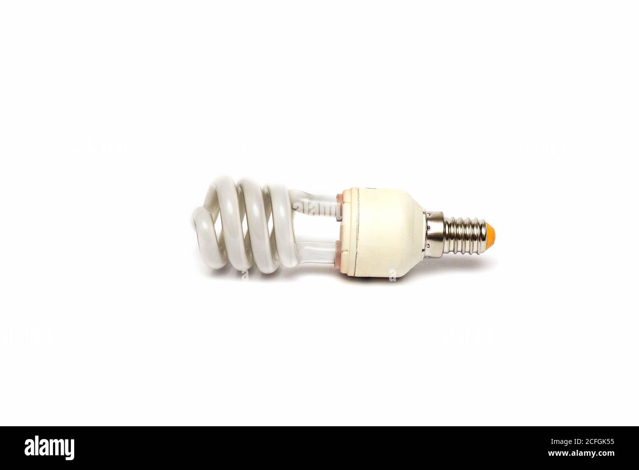 White fluorescent light bulb spirally twisted Stock Photo Alamy