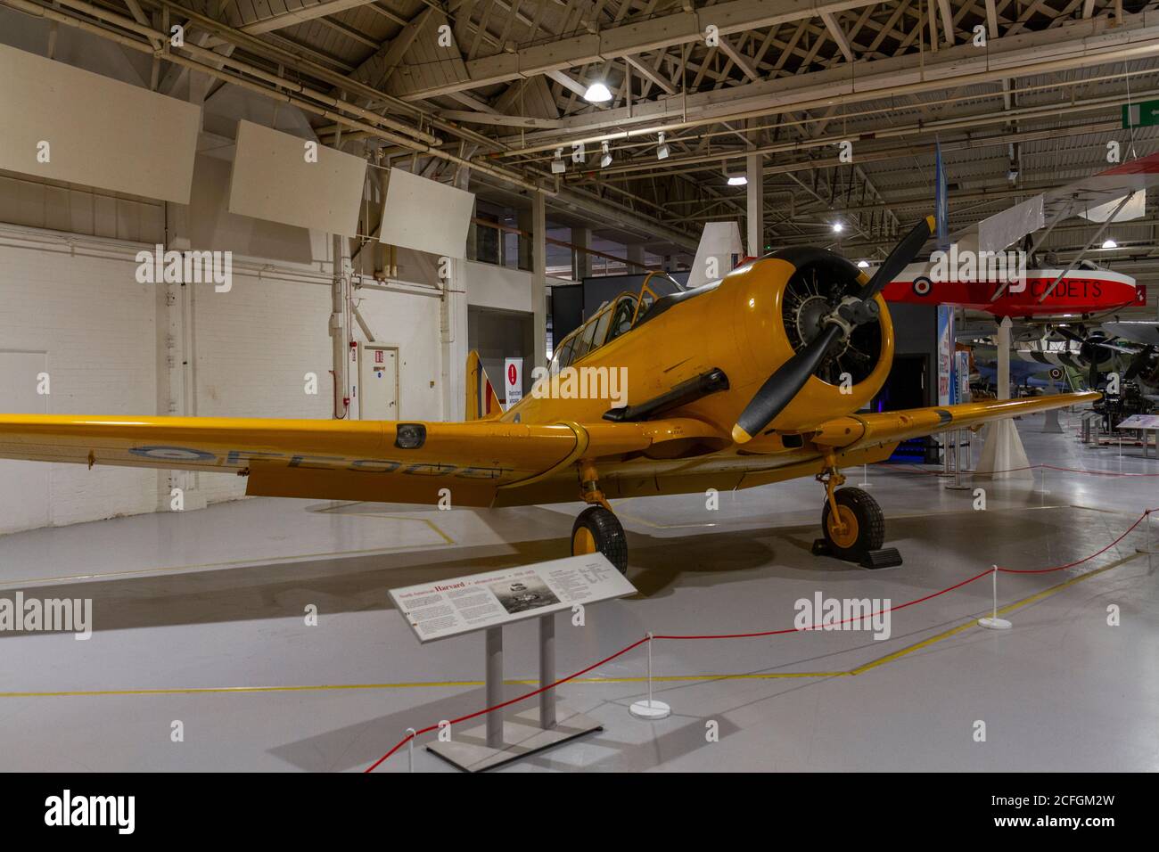 A North American Harvard advanced trainer (1938-1955) on display in the RAF Museum, London, UK. Stock Photo