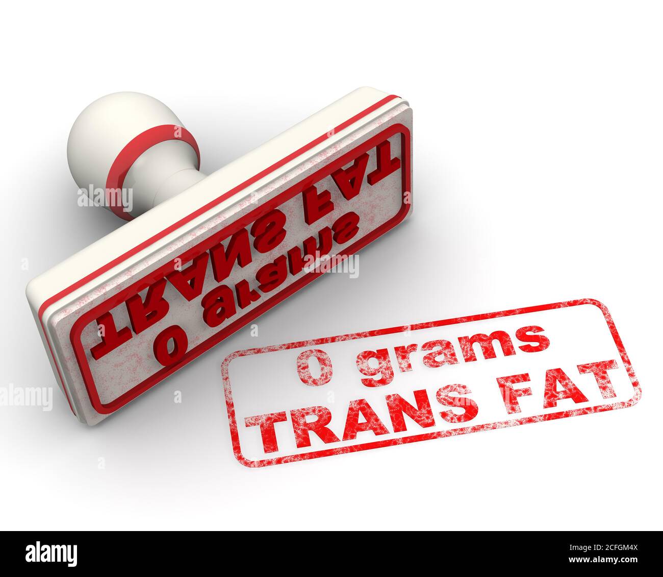 Zero grams of trans fat. The stamp and an imprint. White stamp and red imprint ZERO GRAMS TRANS
