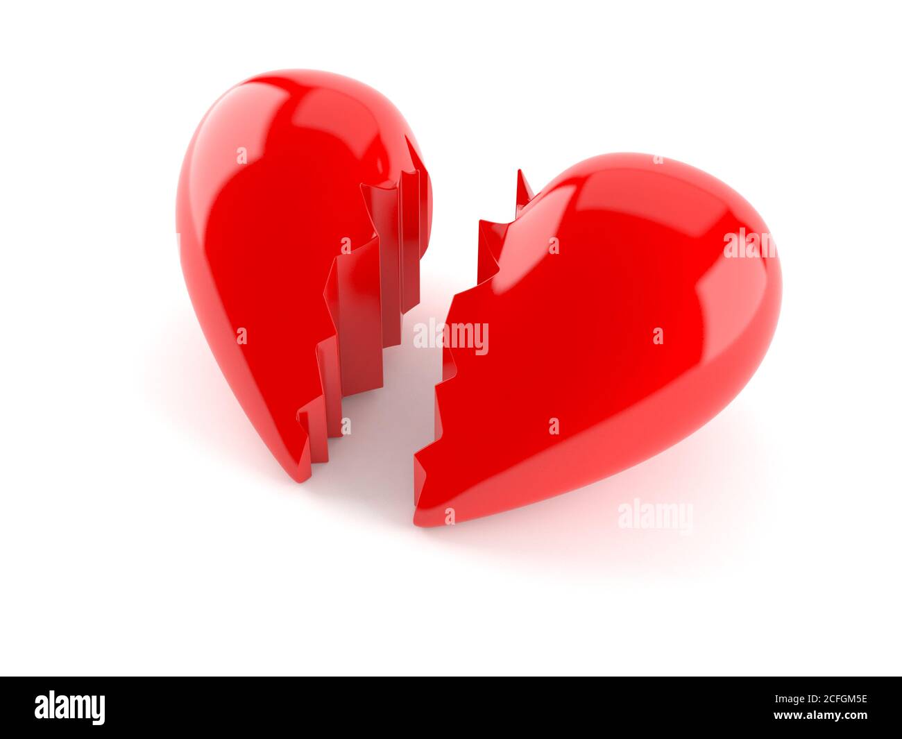 Broken heart isolated on white background Stock Photo - Alamy
