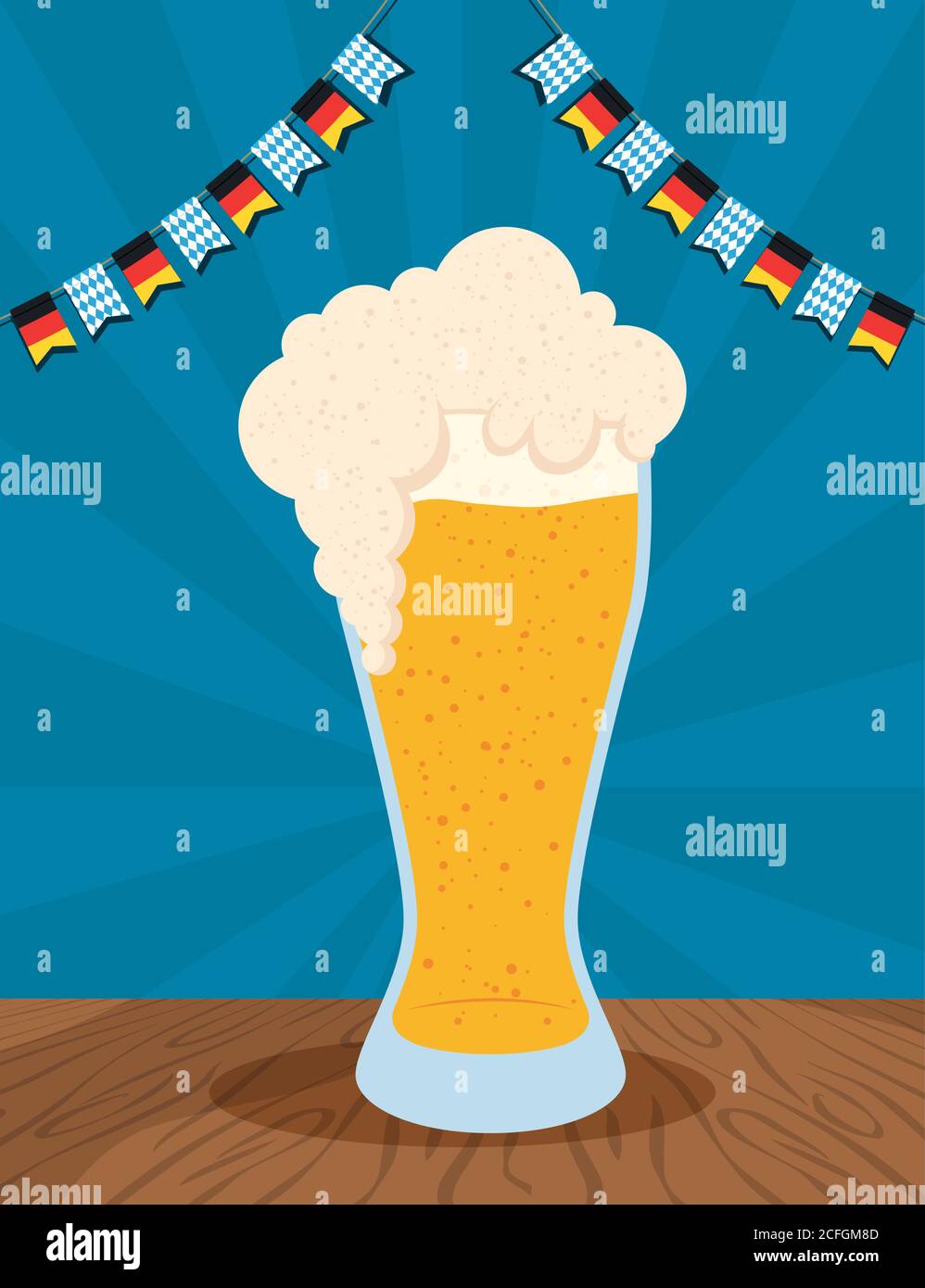 oktoberfest party celebration poster with beer glass and garlands ...