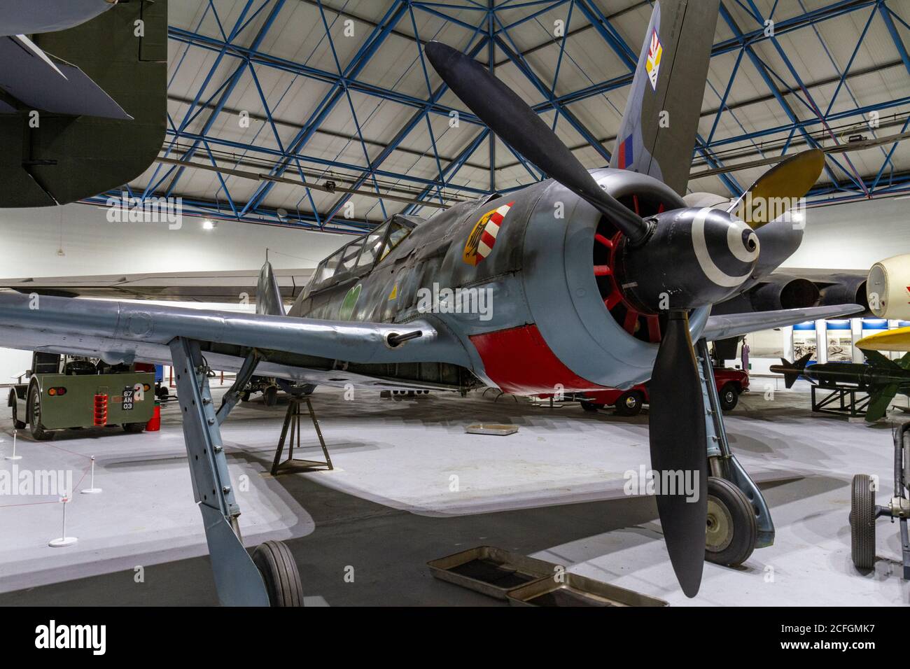 A Focke Wulf Fw190 fighter aircraft (1941-45) on display in the RAF Museum, London, UK. Stock Photo