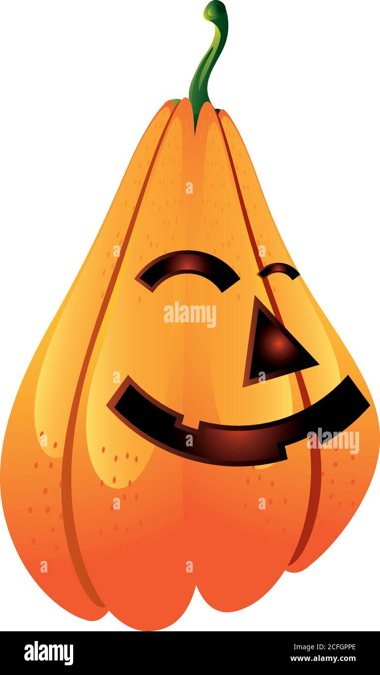 pumpkin with smiling face for halloween in white background vector ...