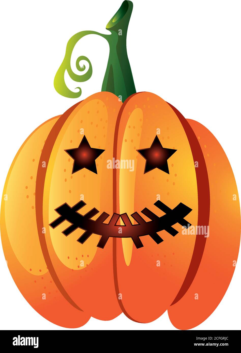pumpkin with happy face for halloween in white background vector ...