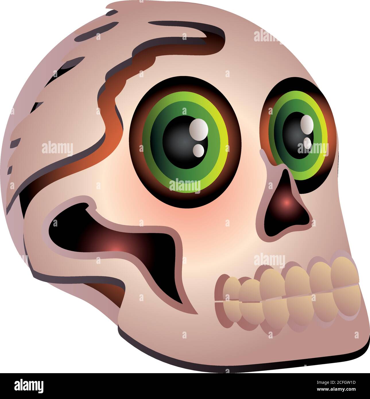 cartoon of skull for halloween on white background vector illustration ...