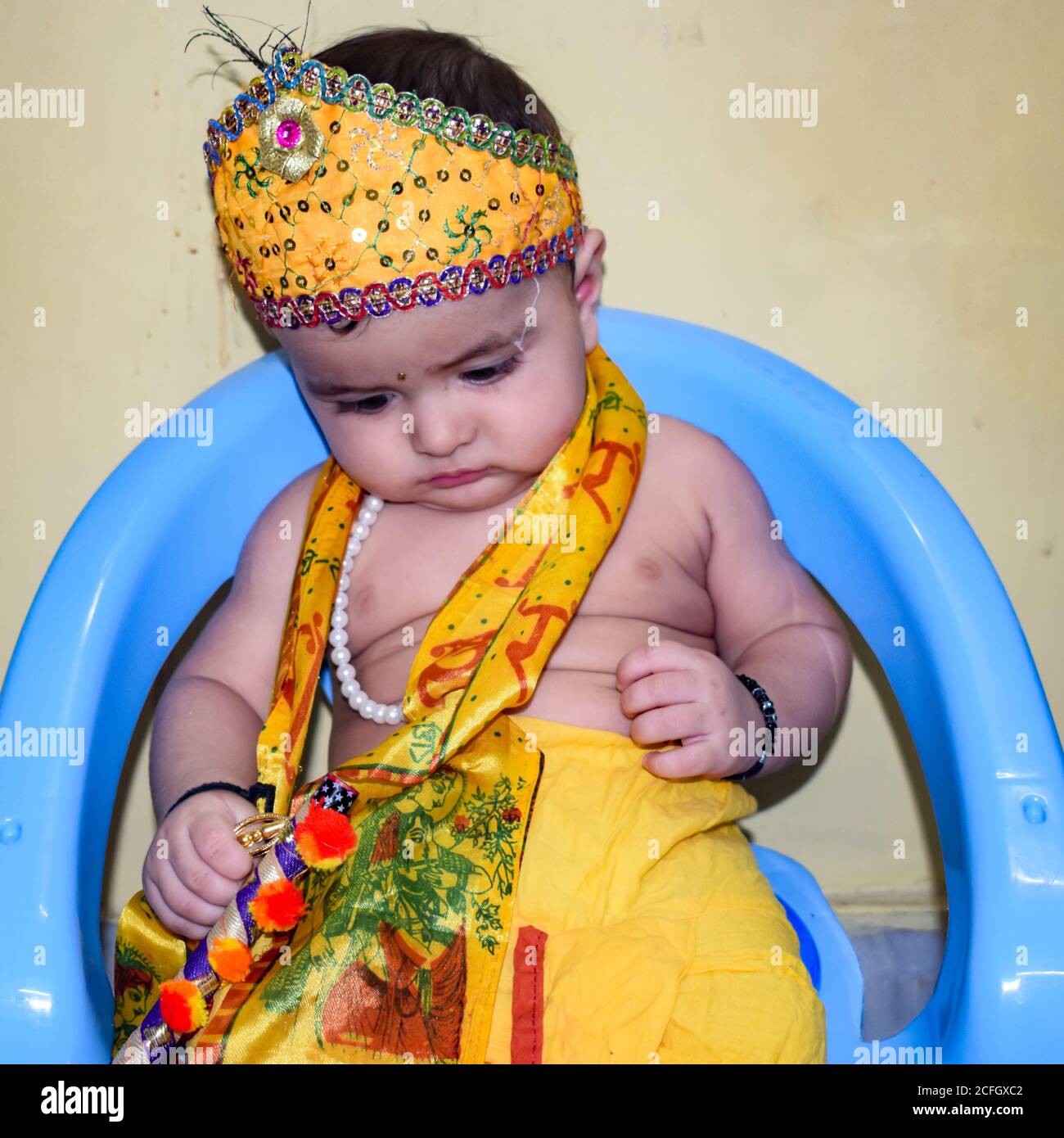 Cute Indian Kid dressed up as little Lord Krishna on the occasion ...