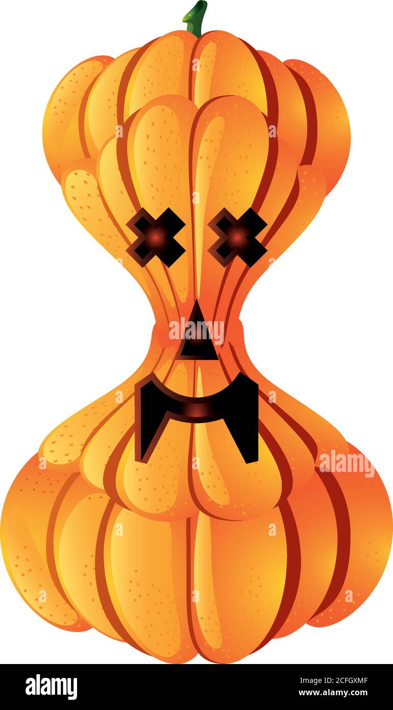 pumpkin with scarey face for halloween on white background vector ...