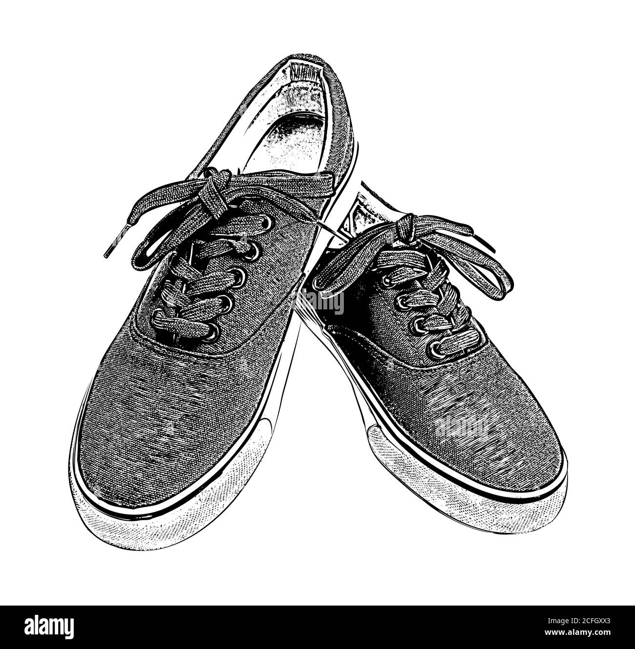 A pair of sneakers with white laces isolated on white background ...
