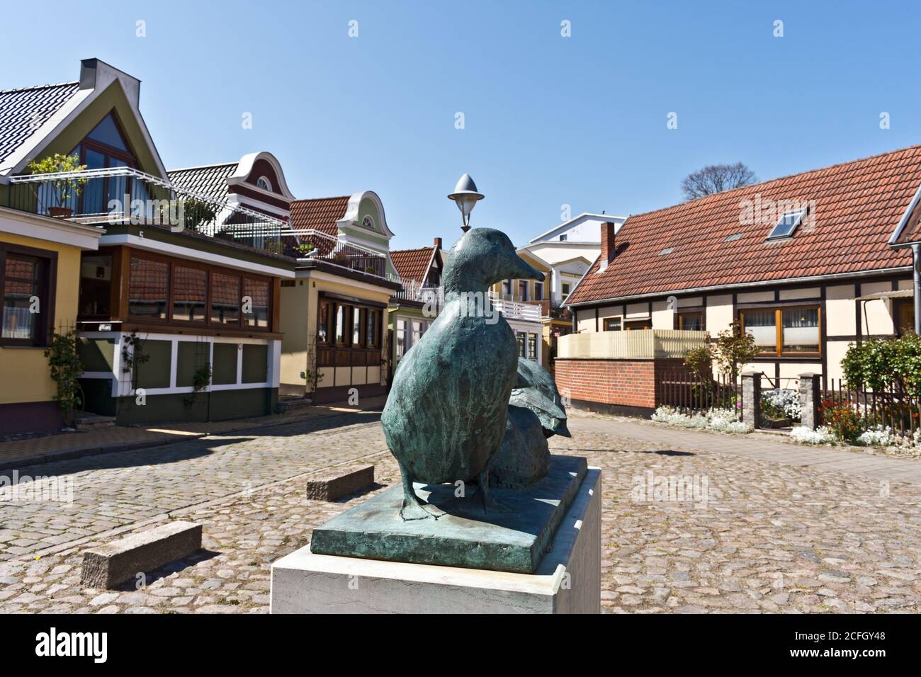 Statue at Historic Town of Warnemünde, Rostock, Baltic Sea, Mecklenburg Western Pomerania, Germany, Europe Stock Photo
