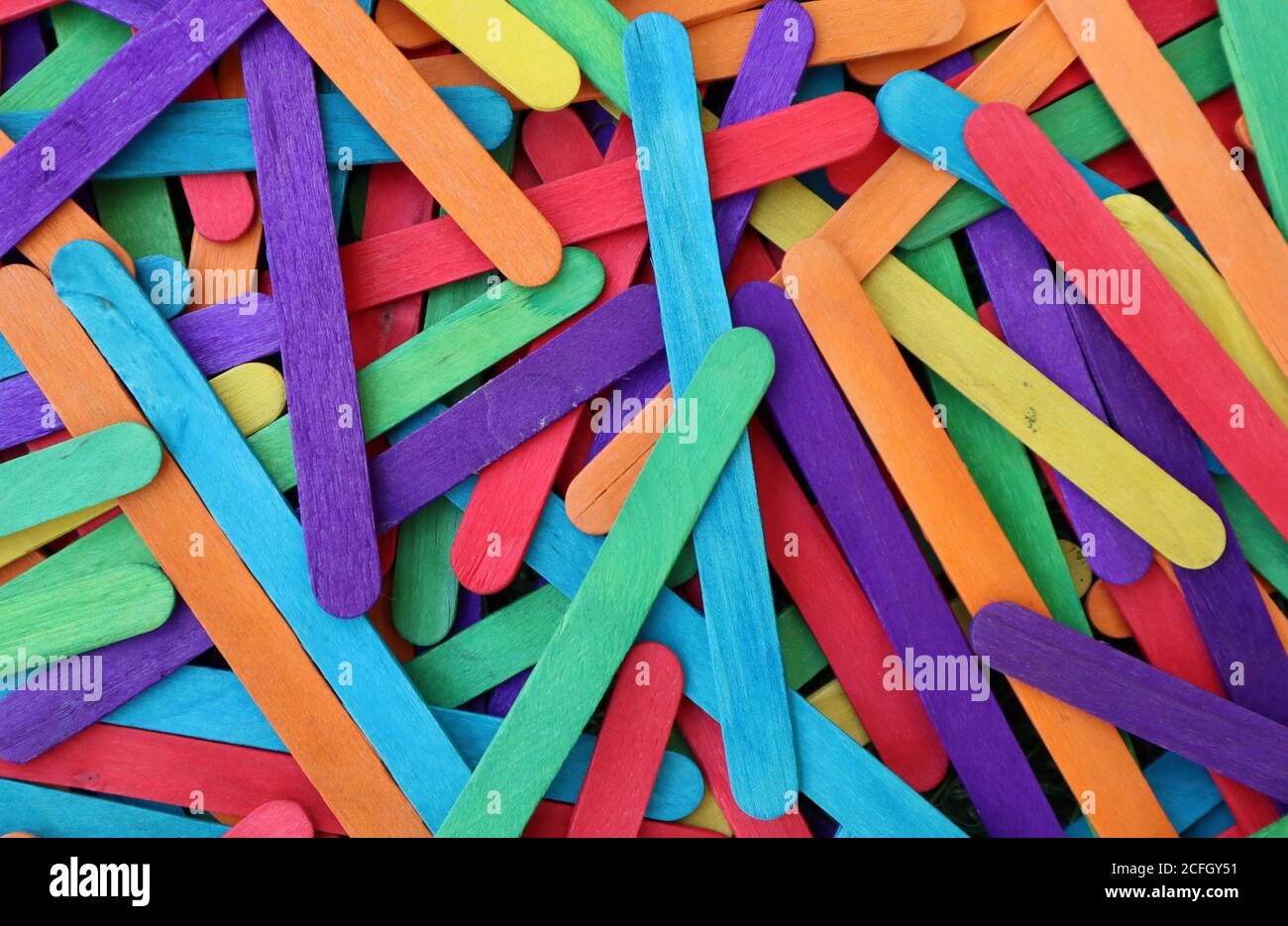 Pile Colorful Popsicle Sticks Gathered On Stock Photo 1105197479