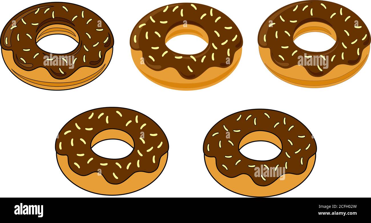 pack of chocolate donuts with grated coconut Stock Vector Image & Art