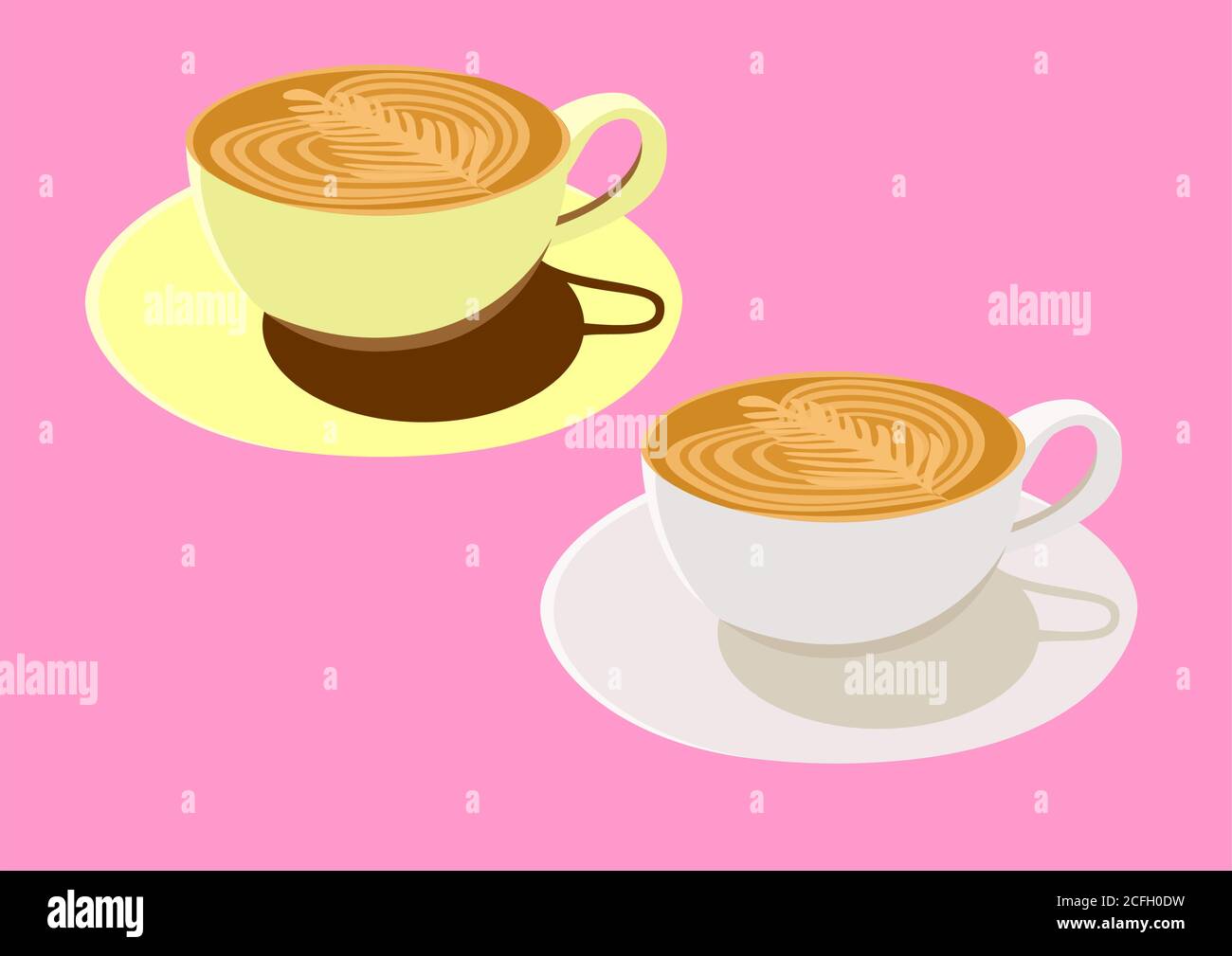 Cups of latte coffee art vector illustration Stock Vector Image & Art