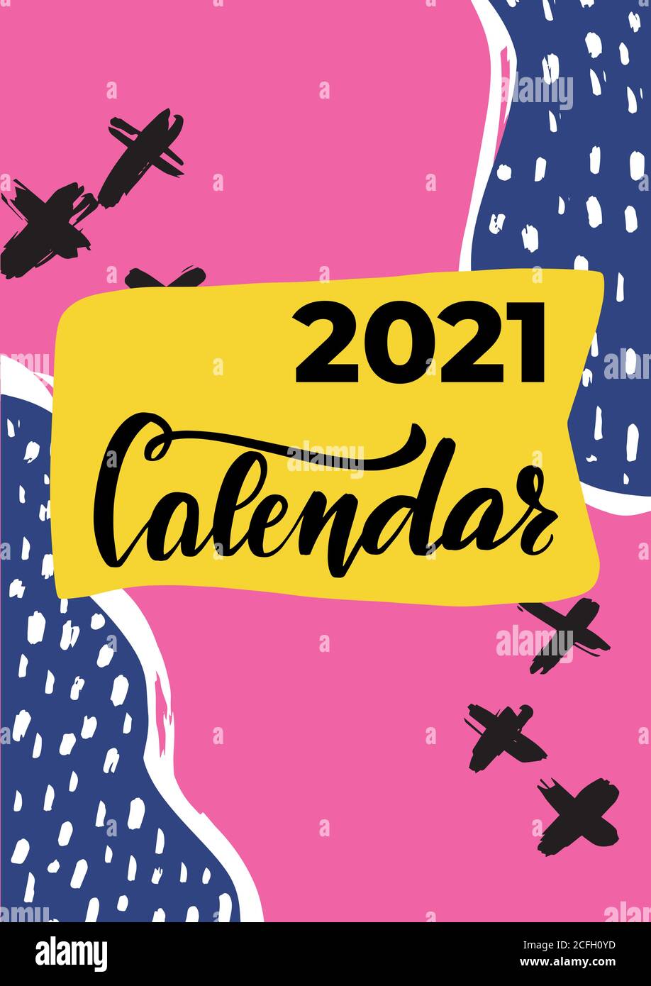 2021 Modern template with calendar cover. Vector stock illustration. Stock Vector
