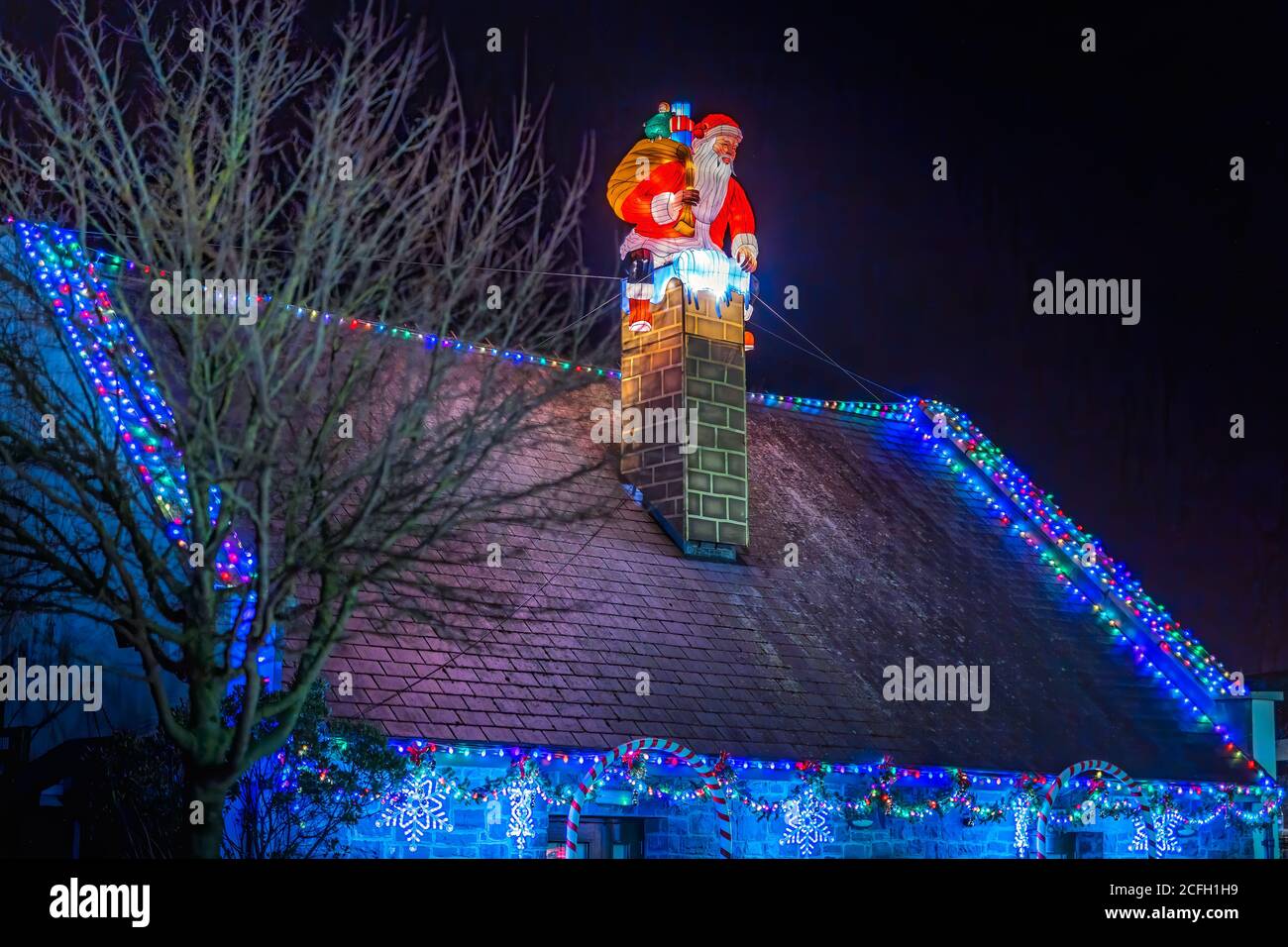 Dublin, Ireland, November 2018 Wild lights at Dublin zoo. Light displays of Christmas and North Pole Stock Photo