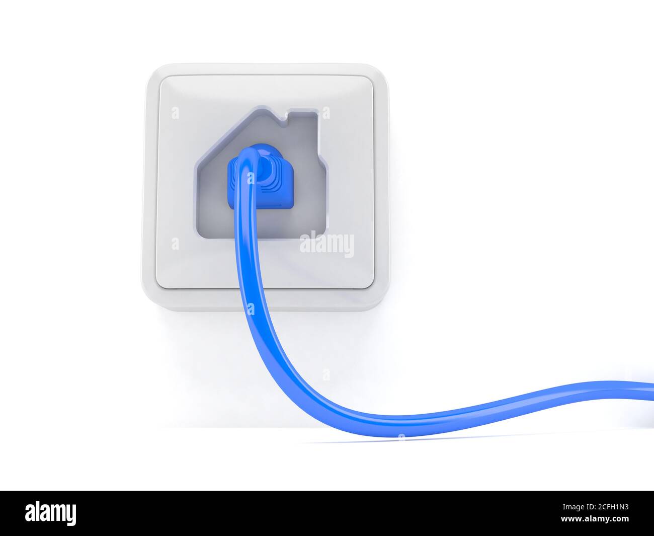 Network outlet with network plug isolated on white background Stock