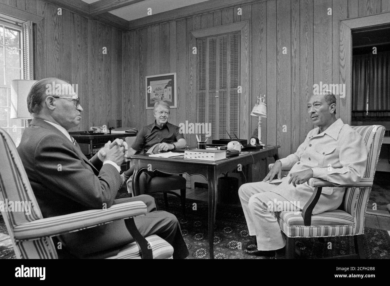 Photograph of Menahem Begin Jimmy Carter and Anwar Sadat during One of ...