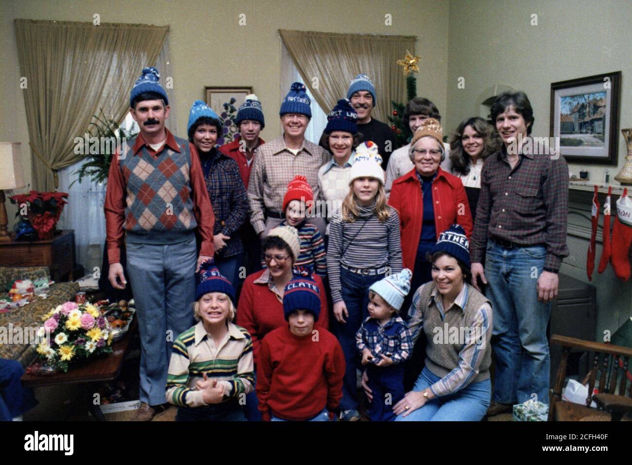 Carter family Christmas portrait ca.  25 December 1978 Stock Photo