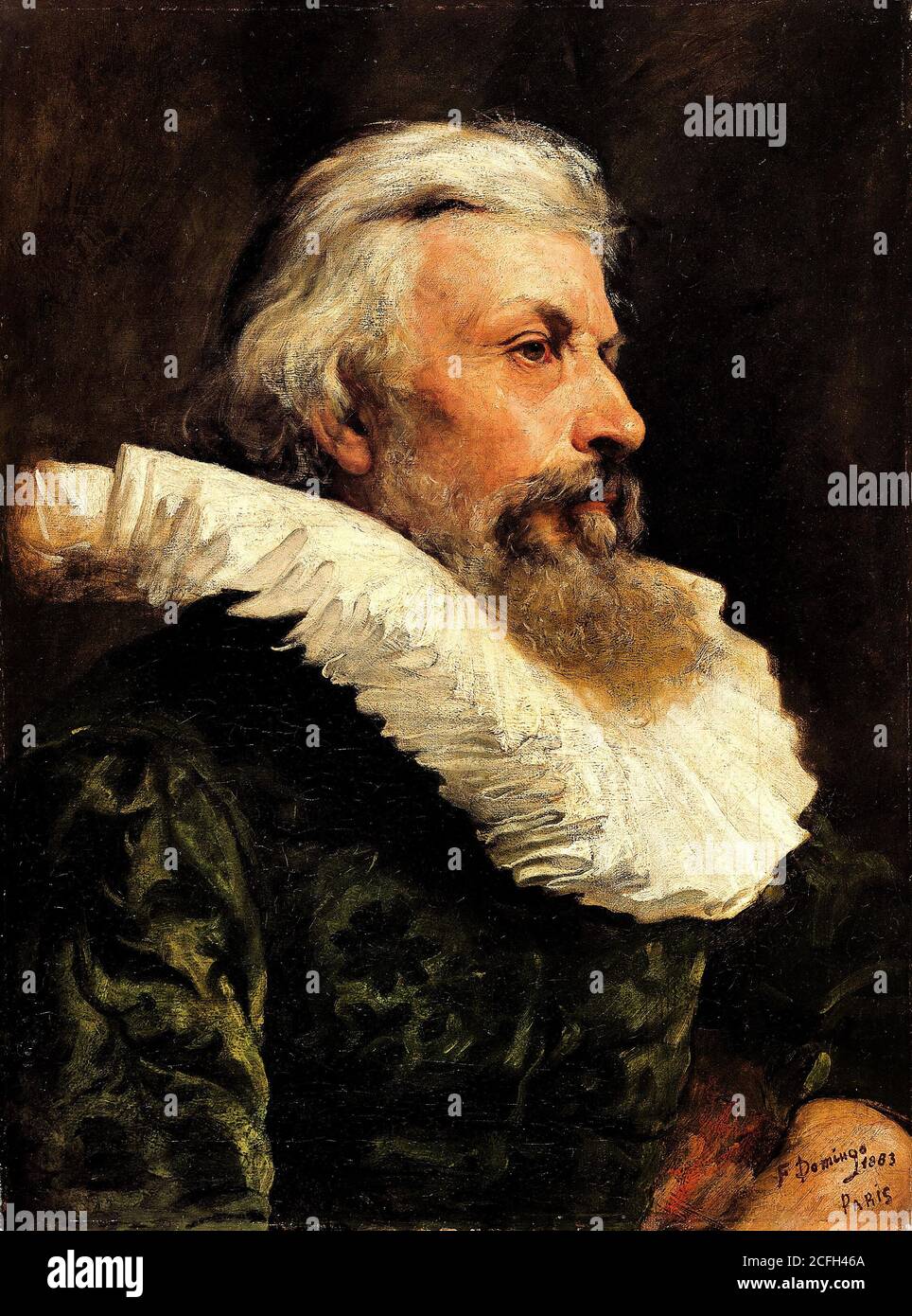 Francisco Domingo Marques, Head of a Gentleman 1883 Oil on canvas, Fundacion Banco Santander, Madrid, Spain. Stock Photo