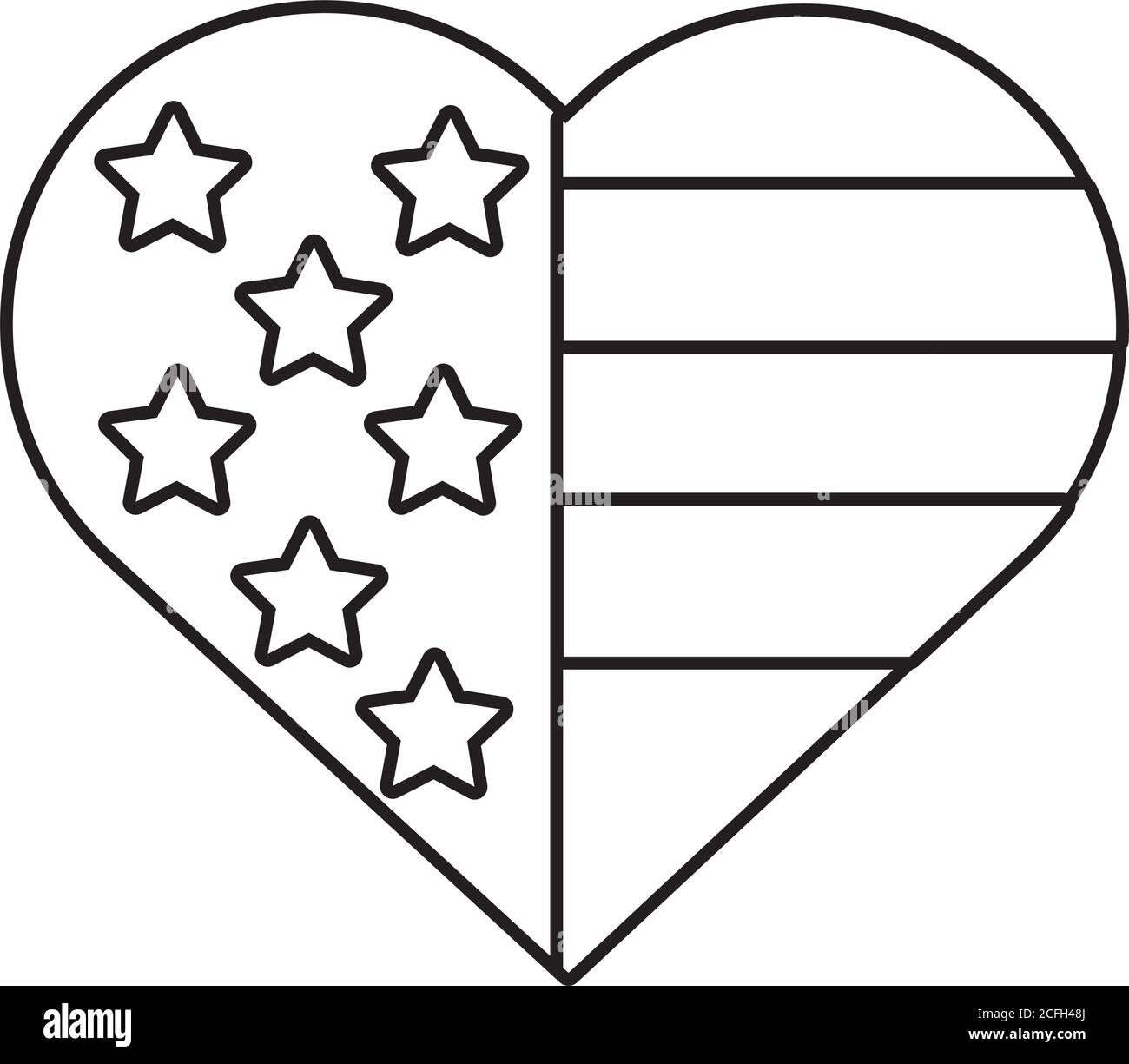 heart american flag coloring page