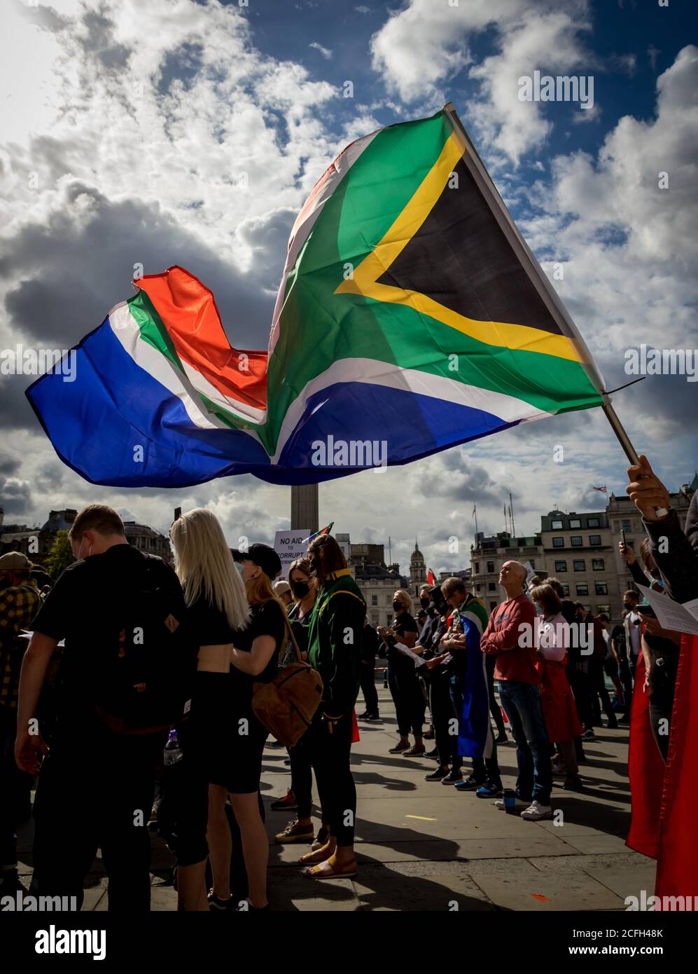Trafalgar square, London, UK. 5th September, 2020.South Africans in UK gather to protest at high number of farmers being murdered in South Africa Stock Photo
