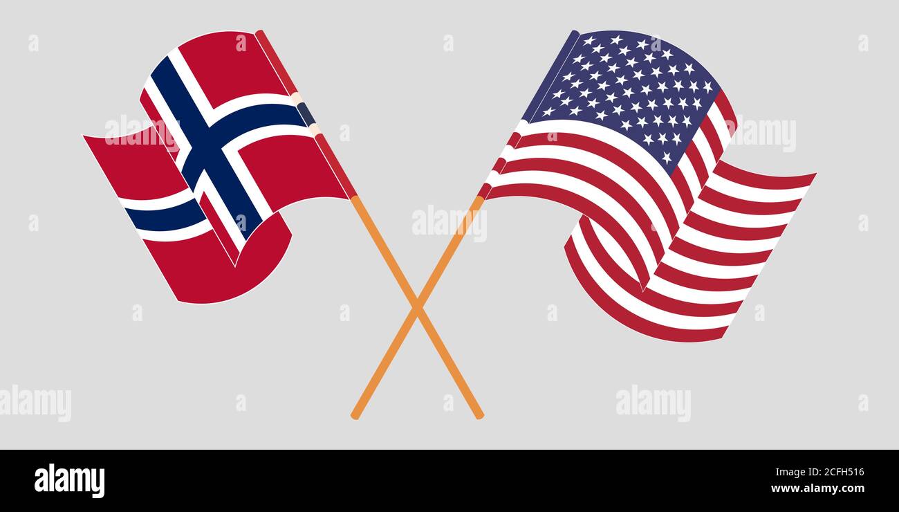 Crossed and waving flags of Norway and the USA. Vector illustration Stock Vector Image & Art Alamy