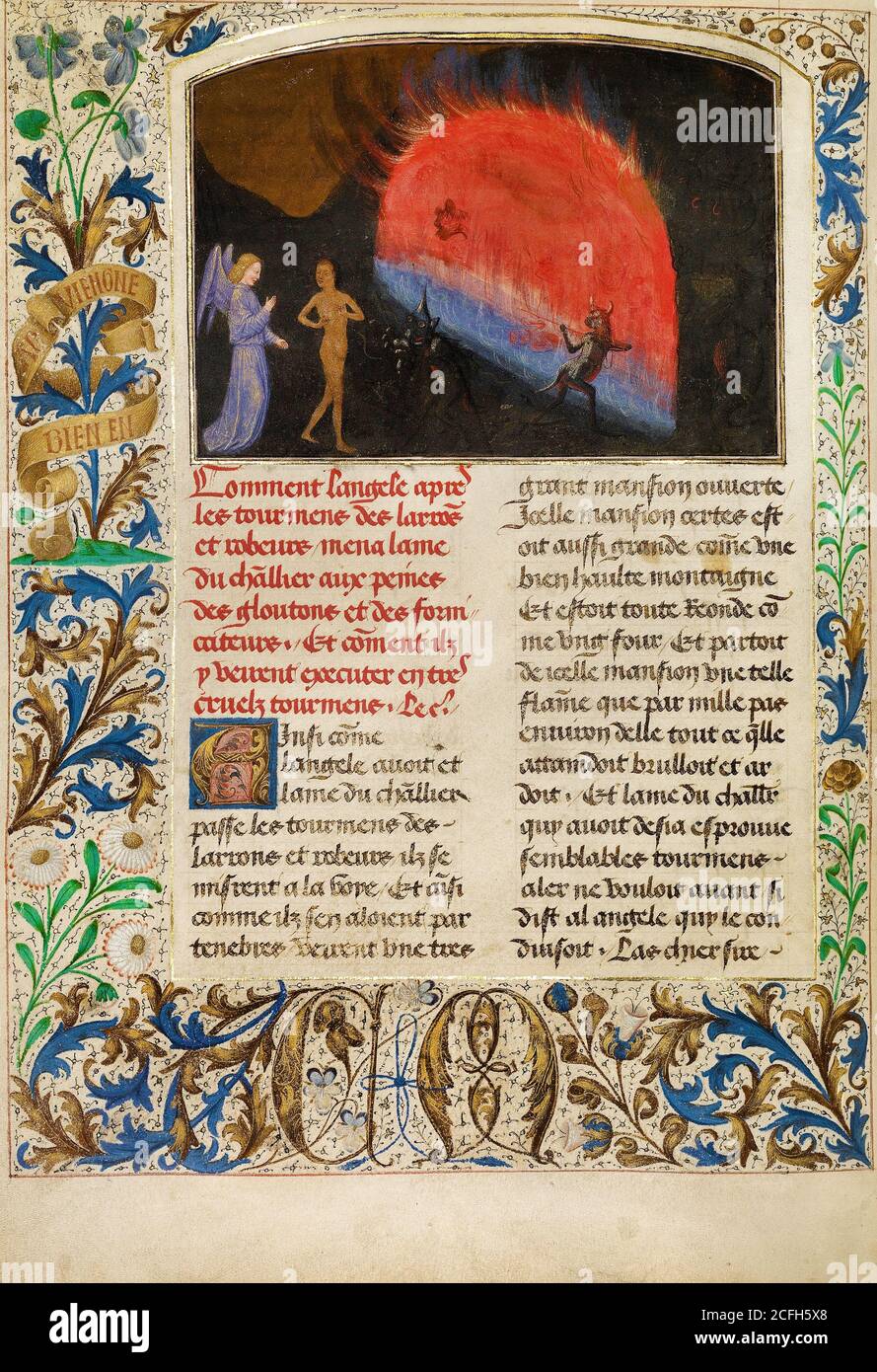 Simon Marmion, The House of Phristinus 1475 Tempera, gold, ink on parchment, The J. Paul Getty Museum, Los Angeles, USA. Stock Photo