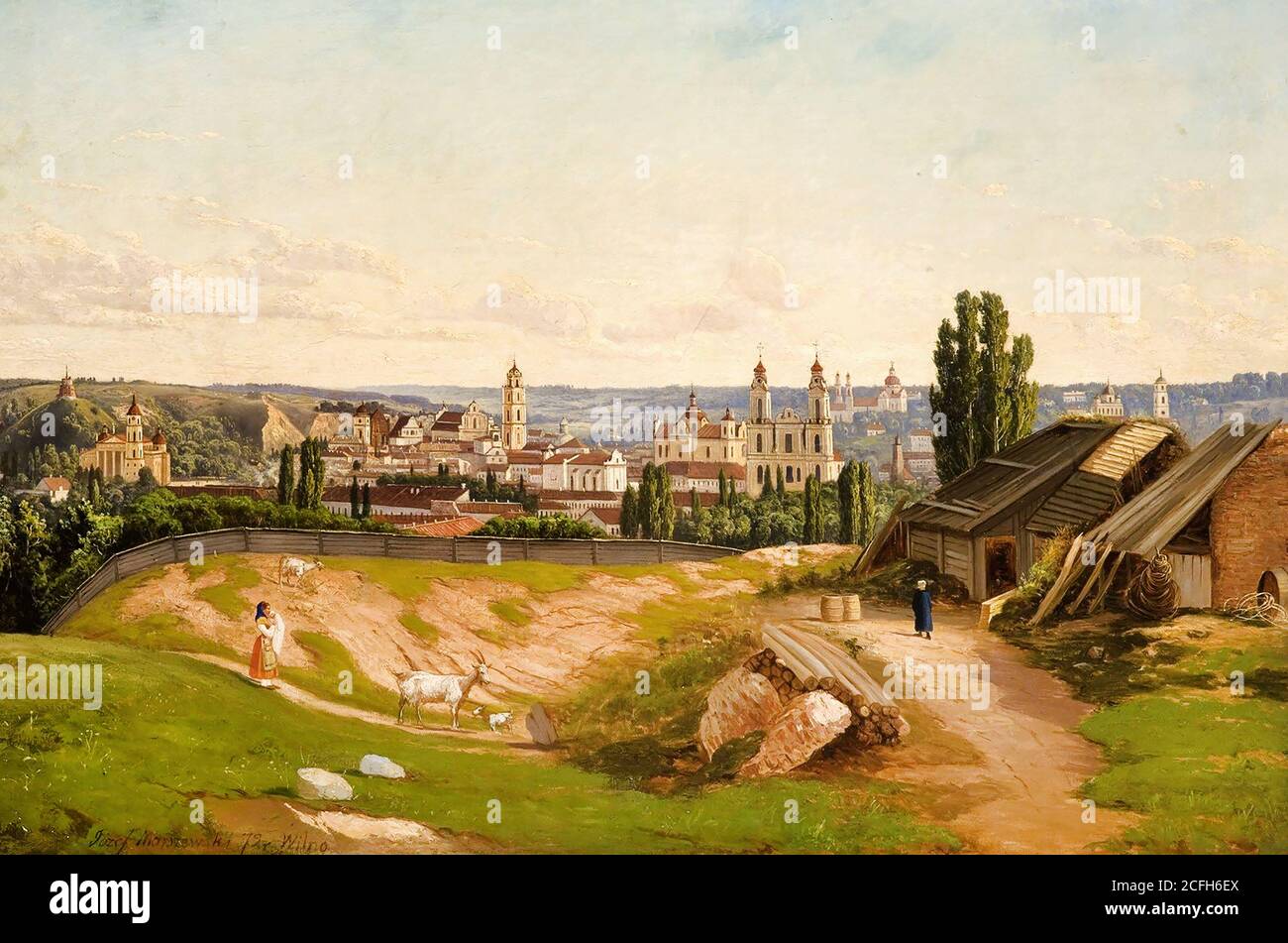 Jozef Marszewski, Vilnius Viewed from Tauras Hill, 1872, Oil on canvas, Lithuanian Art Museum, Vilnius, Lithuania Stock Photo