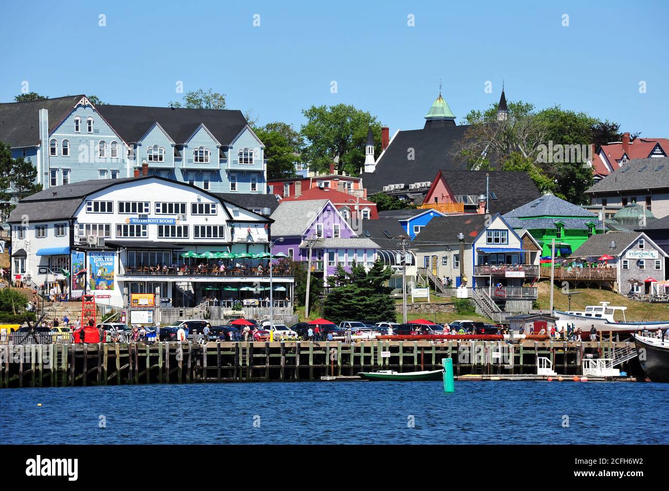 Lunenburg, Canada - AUG 3, 2016:  The waterfront of the UNESCO World Heritage Site town of Lunenburg, Nova Scotia Stock Photo