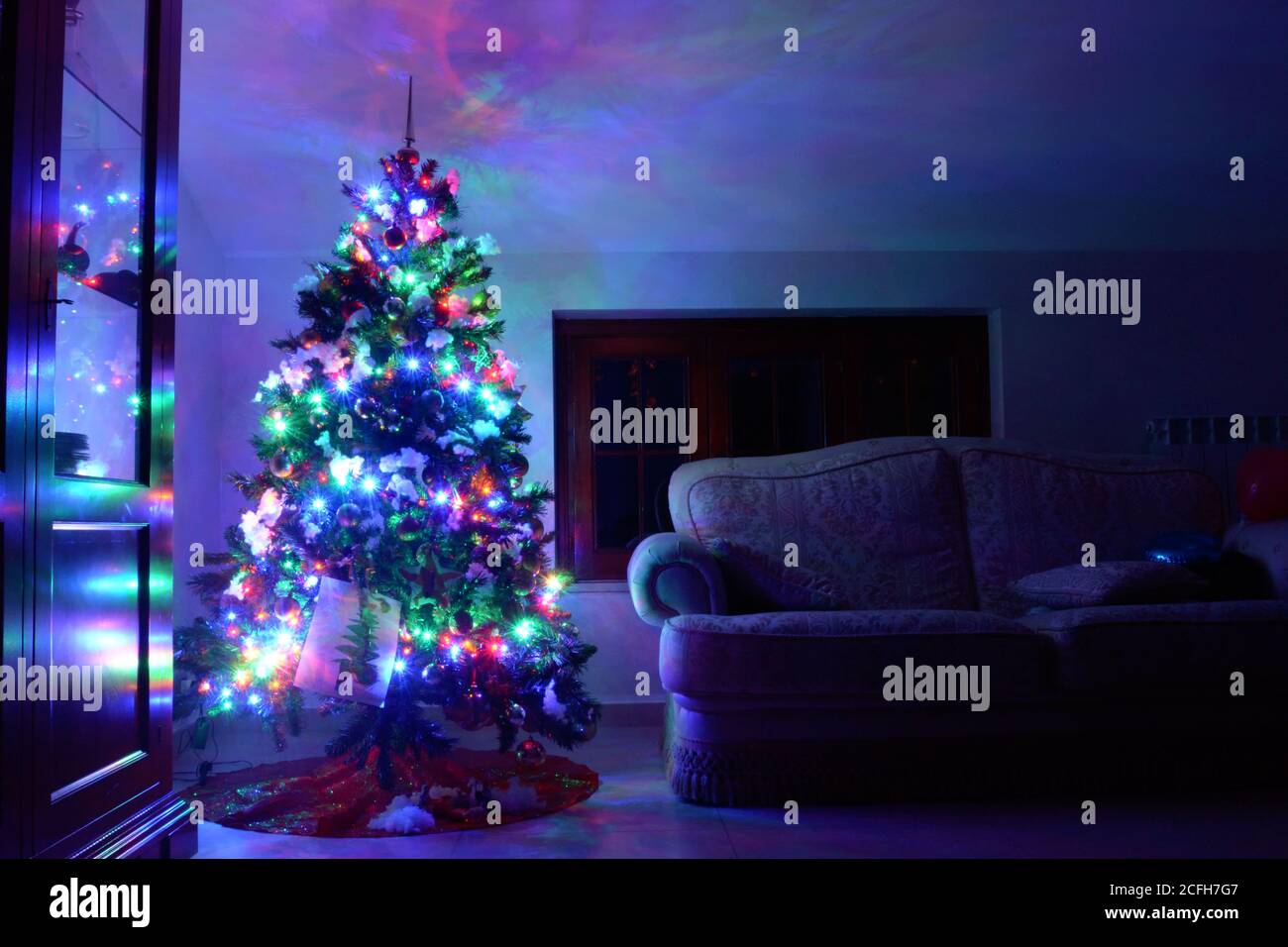 christmas tree with colored lights Stock Photo Alamy