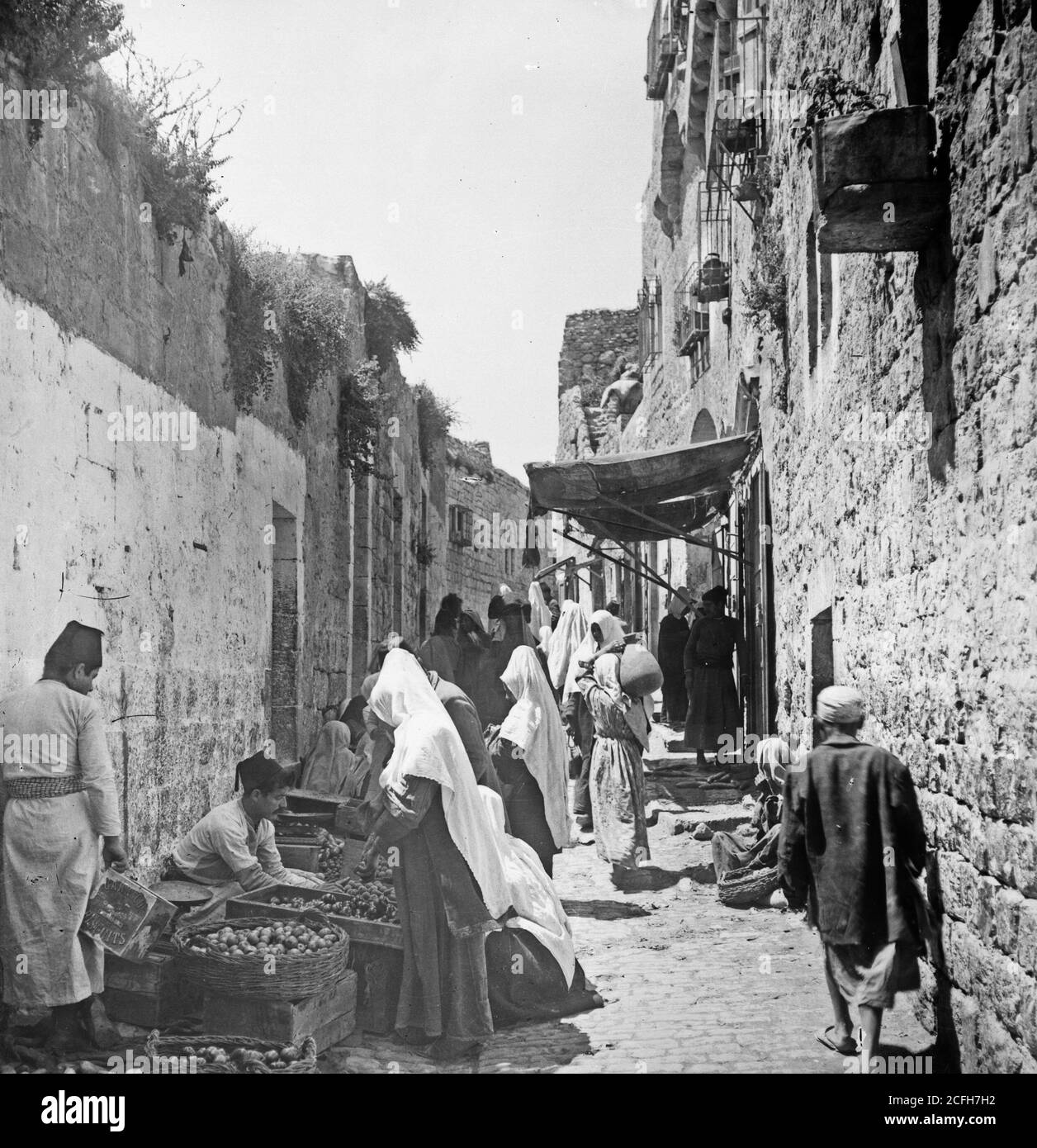 Original Caption: Bethlehem and surroundings. Street in Bethlehem ...