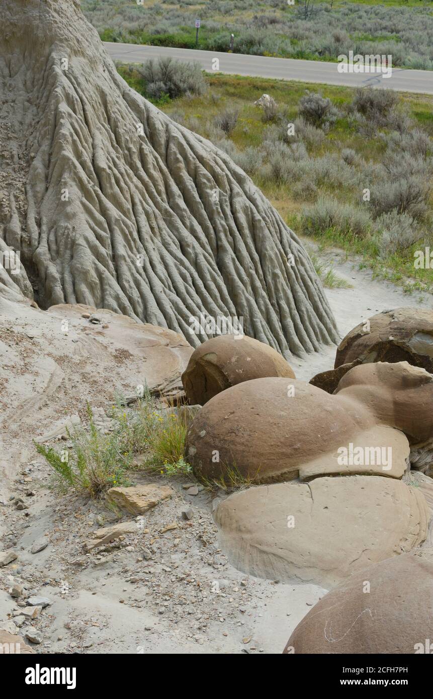 Cannonball concretions, Roosevelt National Park, North Unit Stock Photo