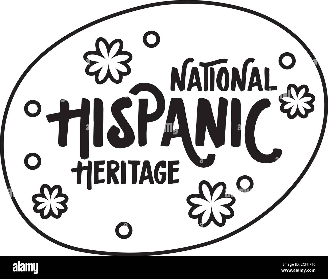 national hispanic heritage lettering with confetti in circle line style ...