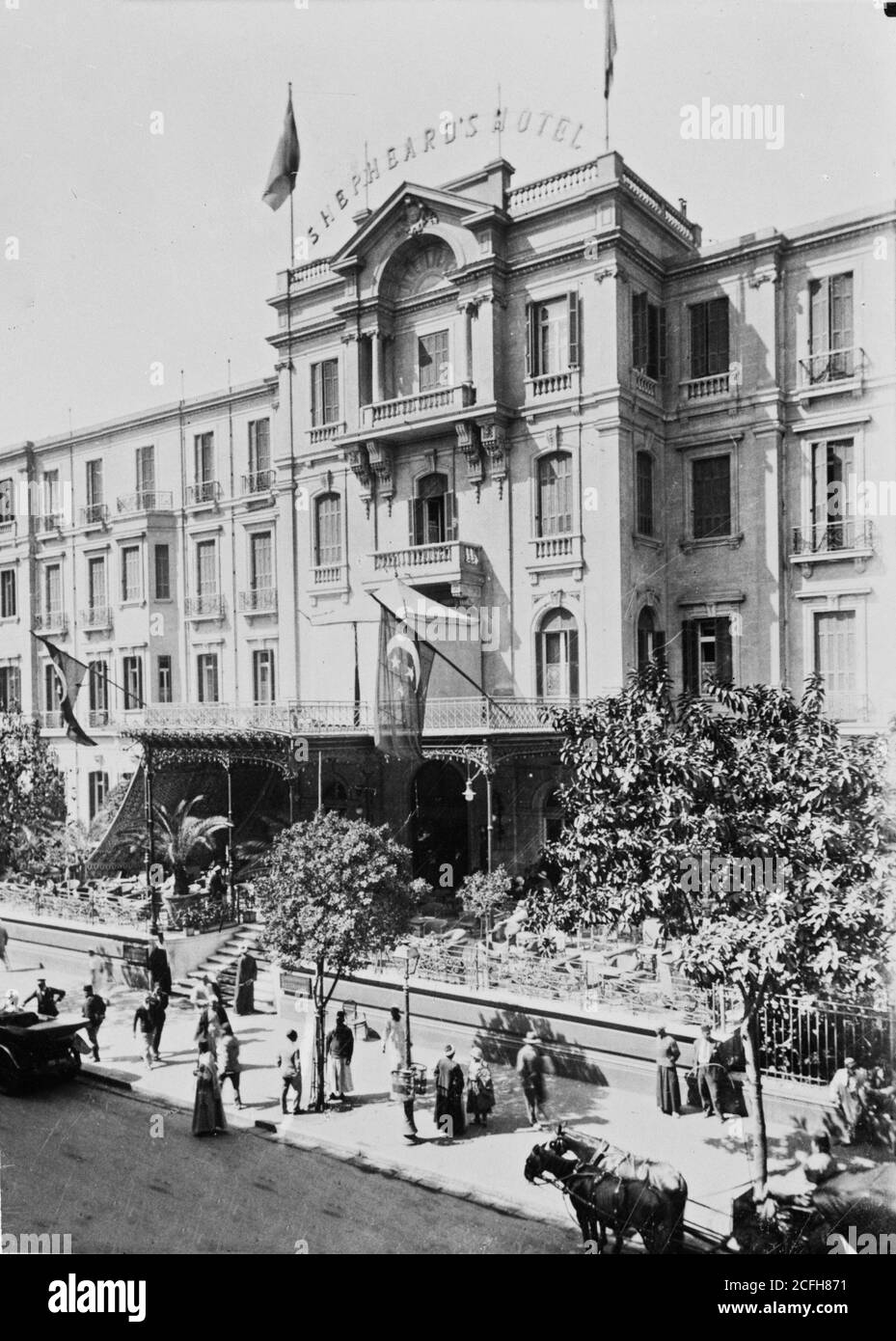 Original Caption: Copy of photograph of Shepheard's Hotel Cairo Egypt -  Location: Egypt--Cairo ca. 1925 Stock Photo - Alamy