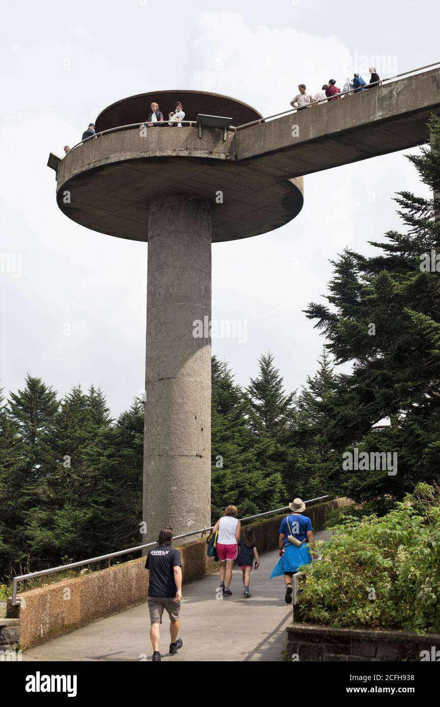 Clingman's Dome observation tower at Great Smoky Mountains National Park in the United States. Stock Photo