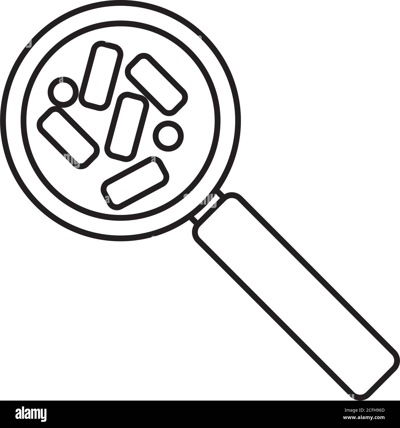 magnifying glass with bacteria culture line style icon vector illustration design Stock Vector