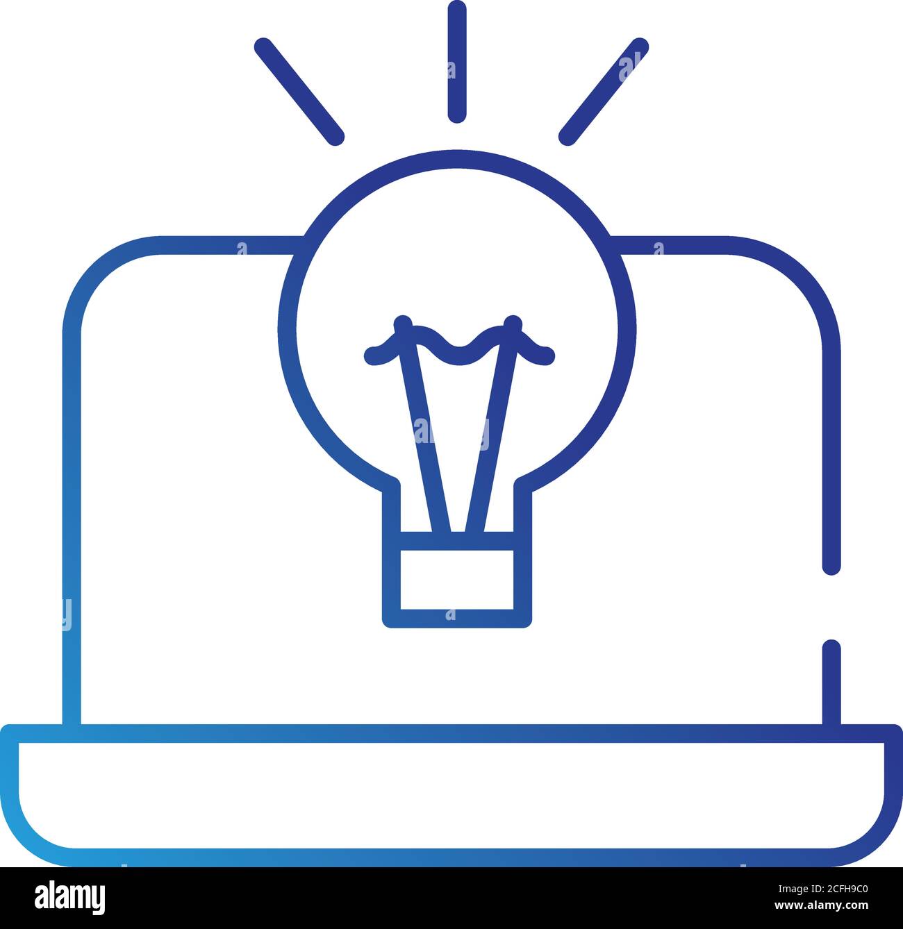laptop with bulb gradient style icon vector illustration design Stock Vector