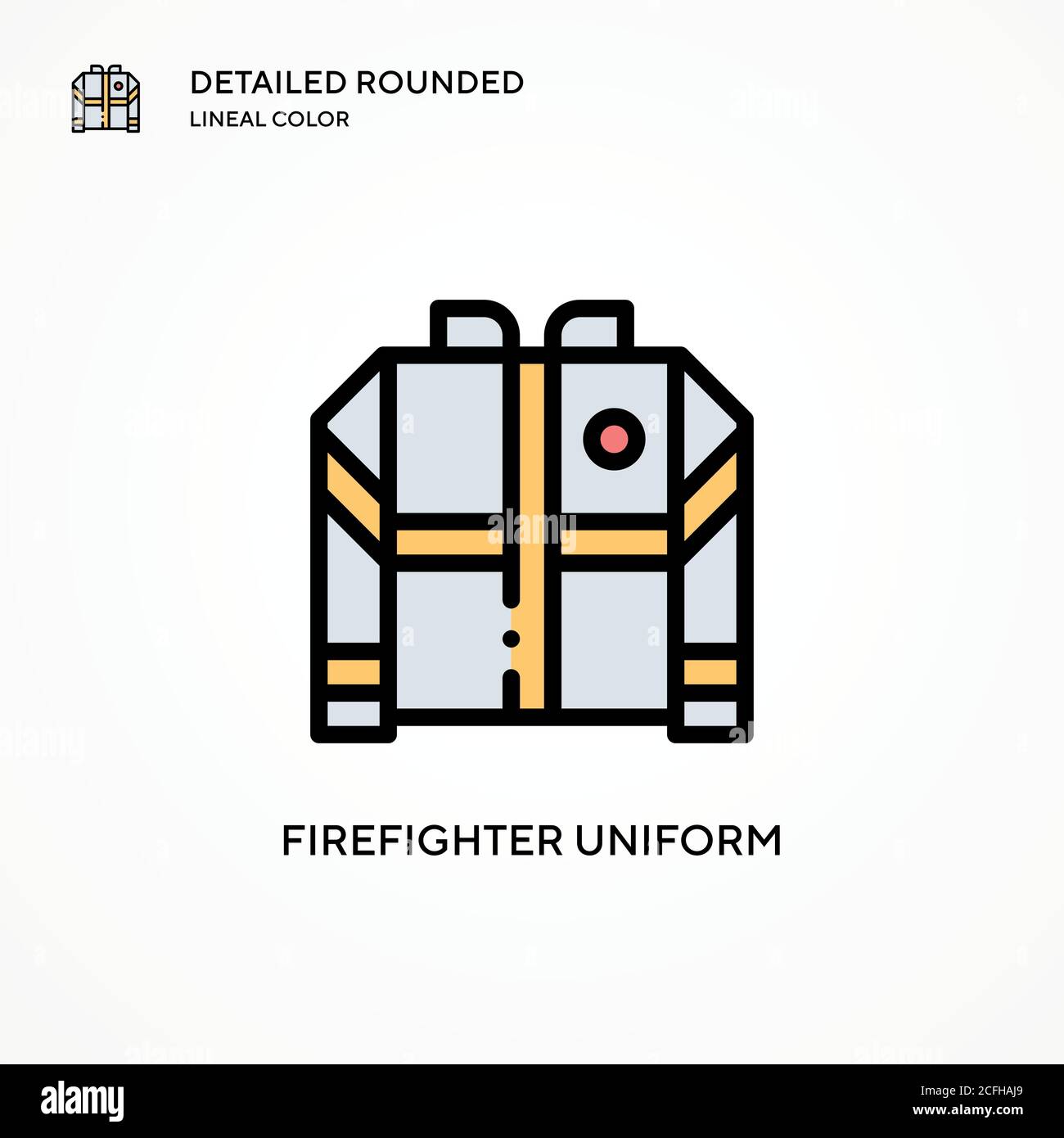 Firefighter uniform vector icon. Modern vector illustration concepts. Easy to edit and customize. Stock Vector
