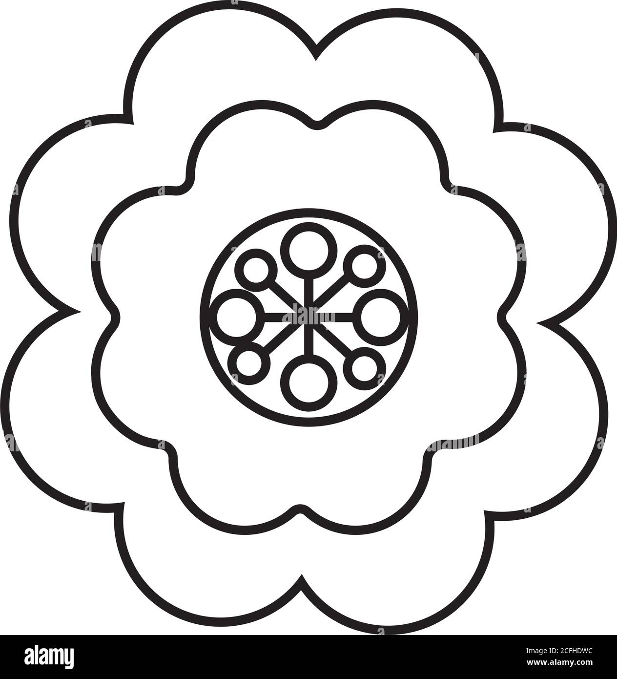mid autumn pink color flower line style icon vector illustration design Stock Vector