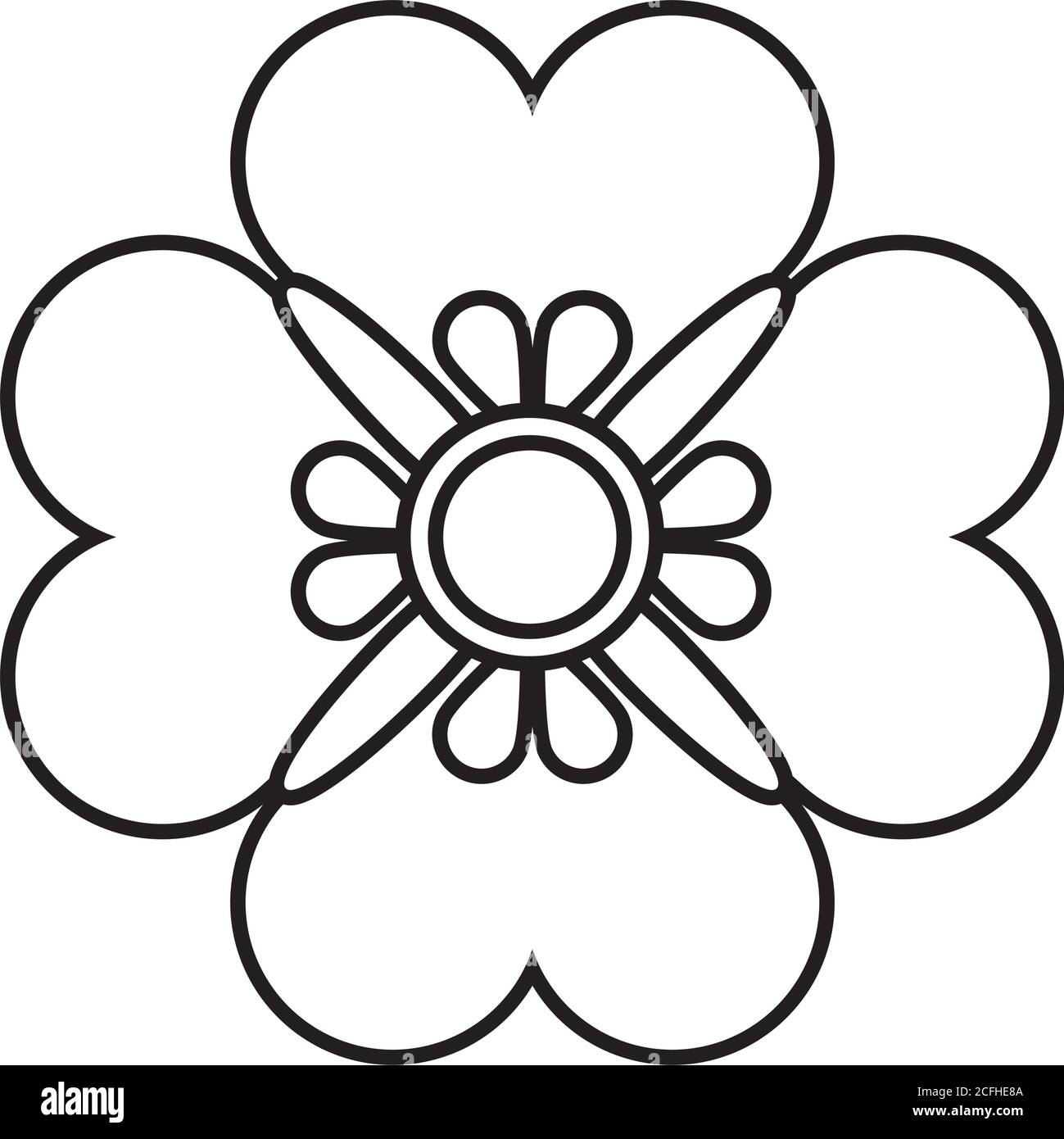 mid autumn pink and yellow flower line style icon vector illustration design Stock Vector