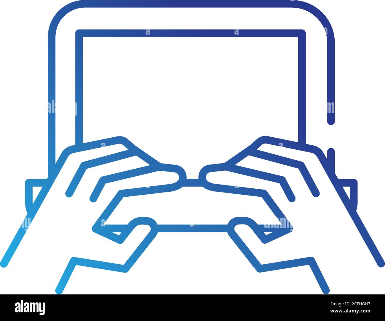 hands using laptop gradient style icon vector illustration design Stock Vector