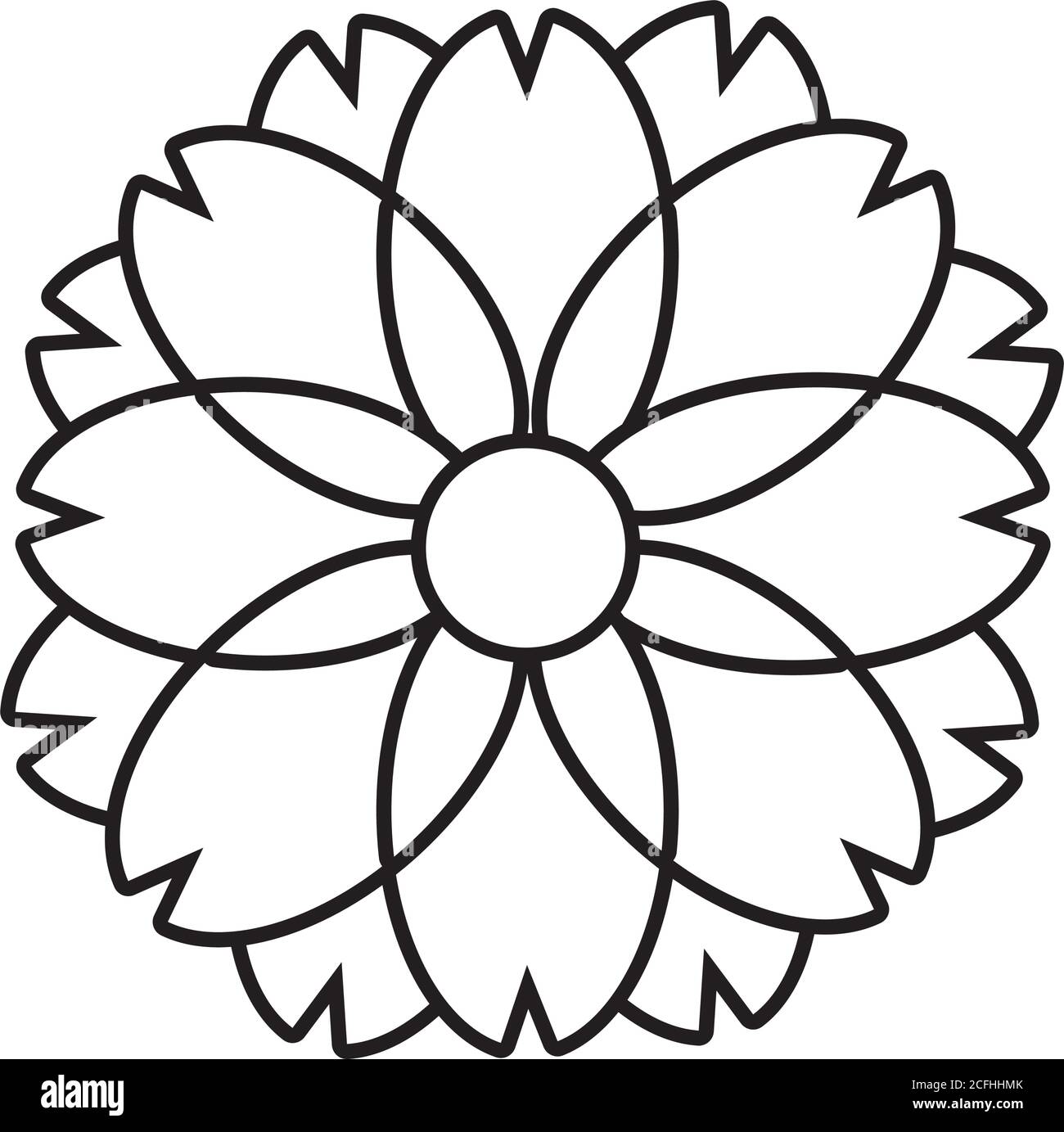 mid autumn decorative pink and yellow flower line style icon vector illustration design Stock Vector