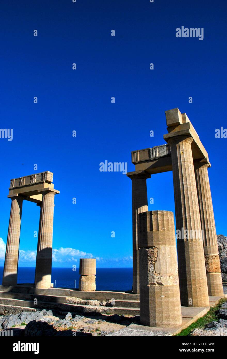 View of the Acropolis in Lindos, Greece Stock Photo