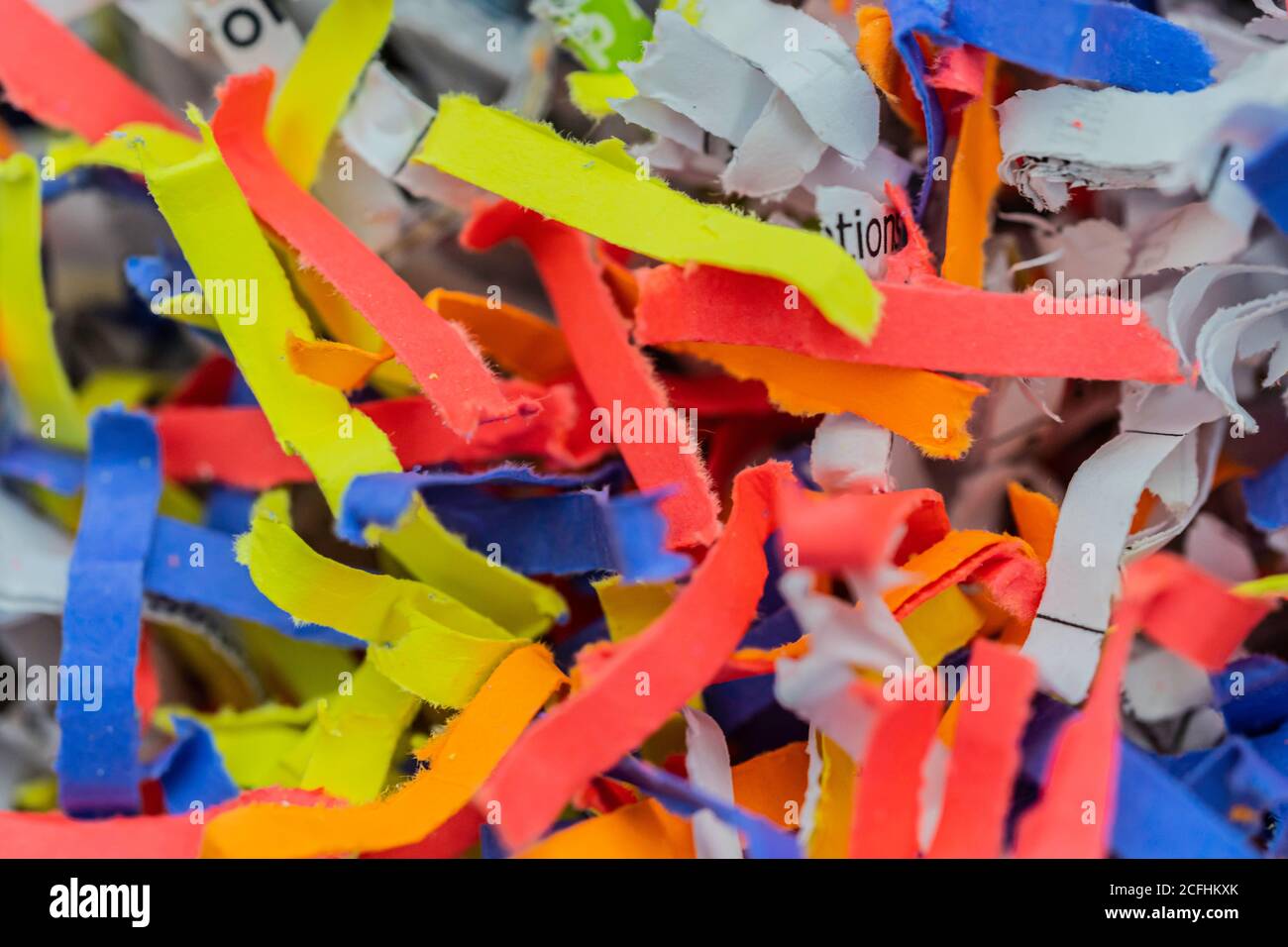 Shredded documents and reports to provide security Stock Photo