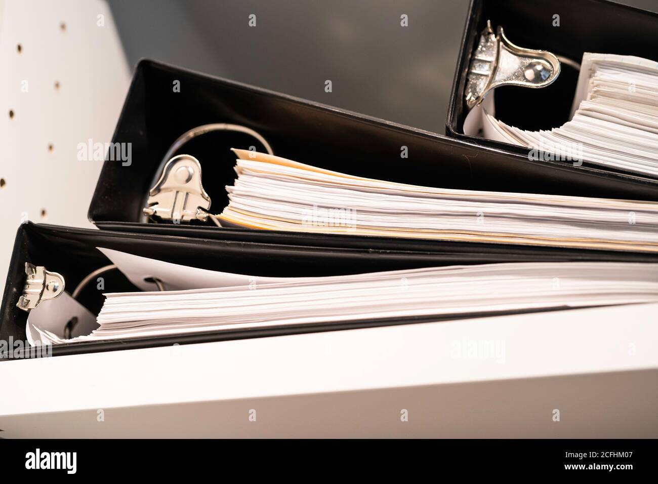 Stack of Black ring binders with documents Stock Photo Alamy