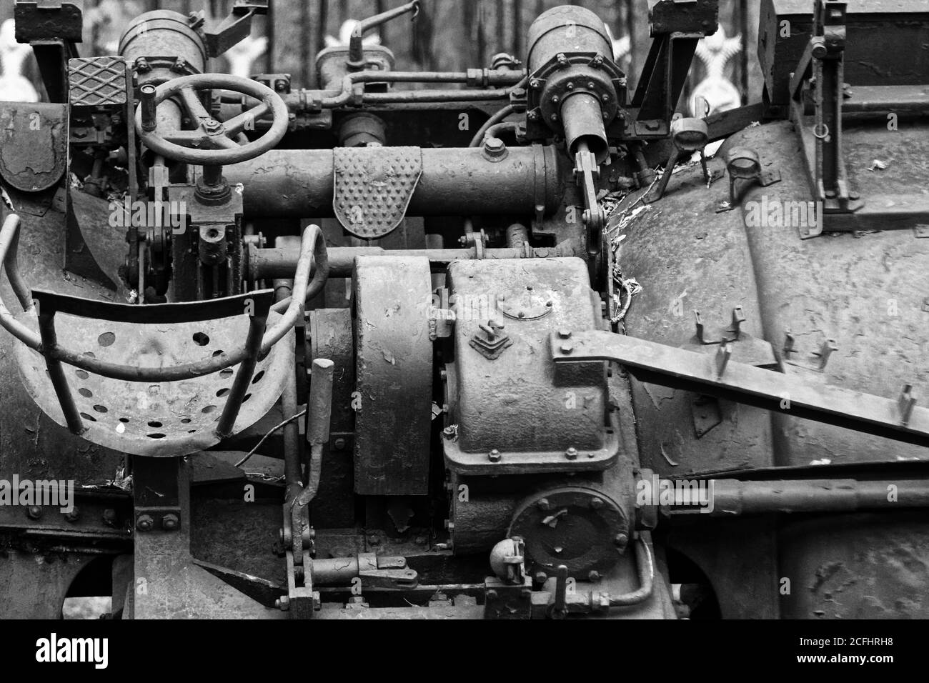 Photo 35 mm anti-aircraft twin naval automatic cannon FLAK-42, German-fascist navy Stock Photo