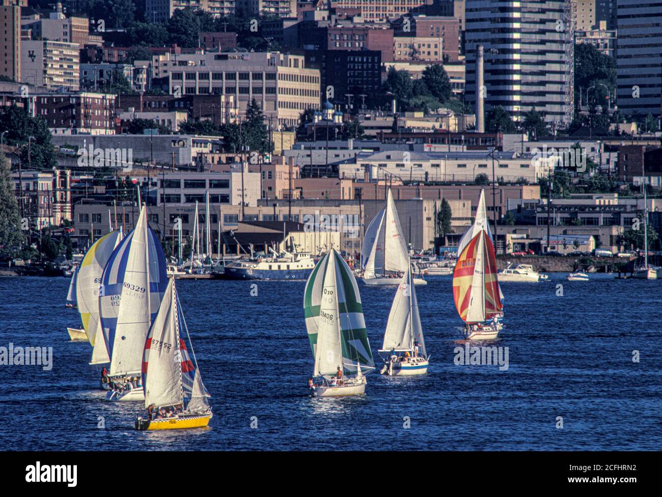 Duck Dodge Sailboat race on Lake Union, Seattle, Washington USA Stock Photo