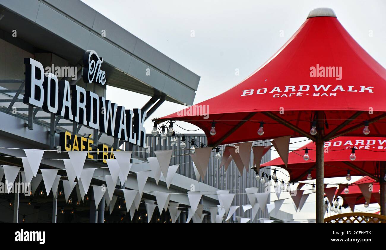 The Boardwalk Cafe on the Pier at Felixstowe Seafront, Suffolk, UK Stock Photo