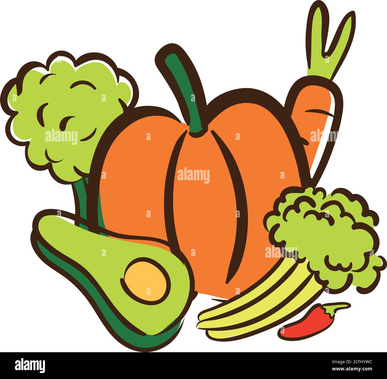 fresh vegetables flat style icon vector illustration design Stock ...